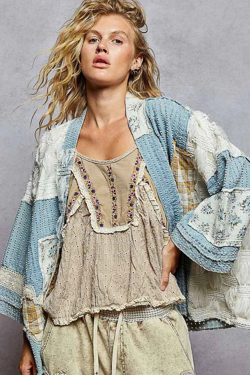 POL Floral Patches Open Front Cardigan Sky Blue feb18544-8274-4a02-bb10-981933620e84-Max-Origin