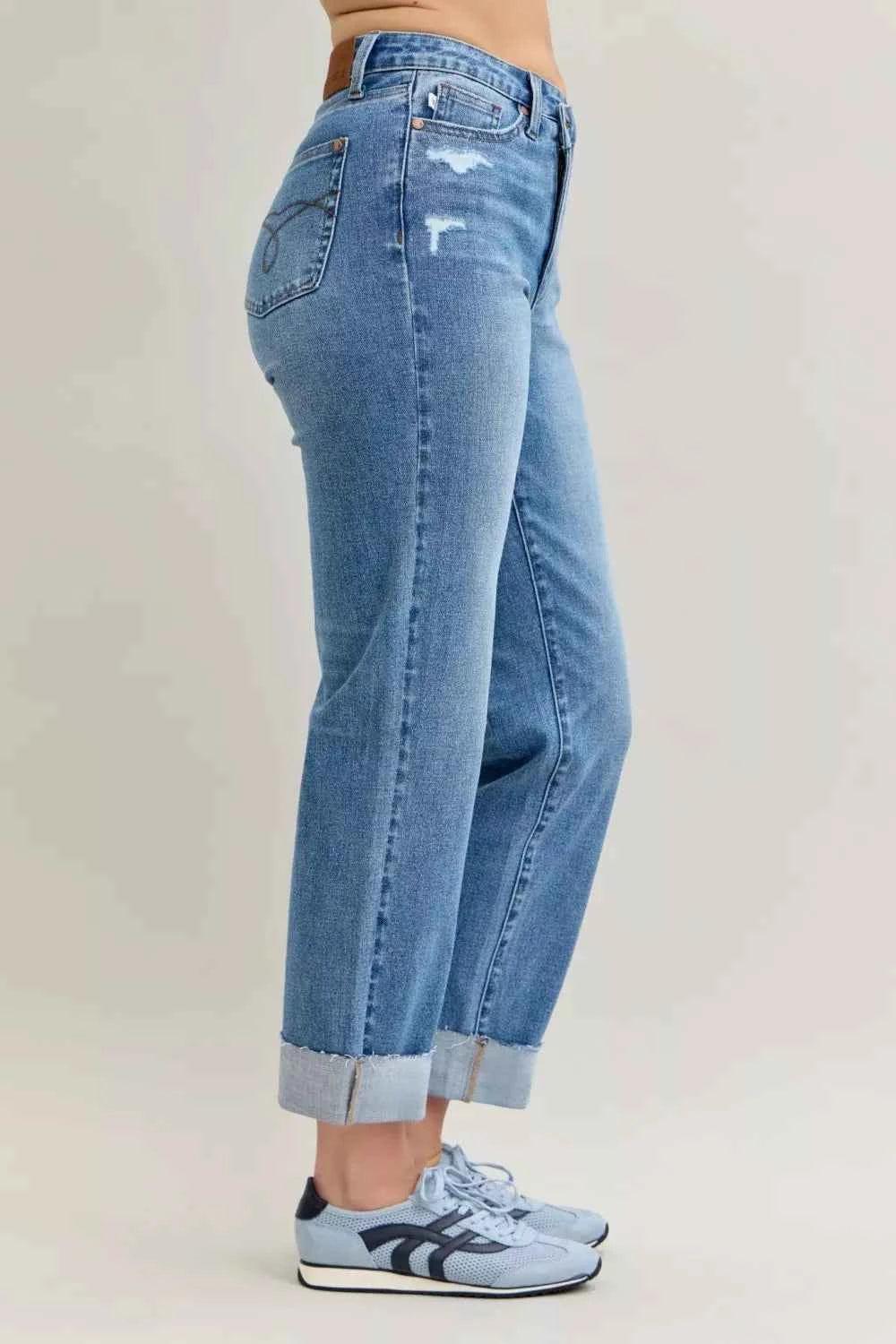Judy Blue High Waist Bf Criss-cross Mild Destroy Jeans with Single Cuff fec02867d3ed4616990c8a8a81c0fba3-Max-Origin