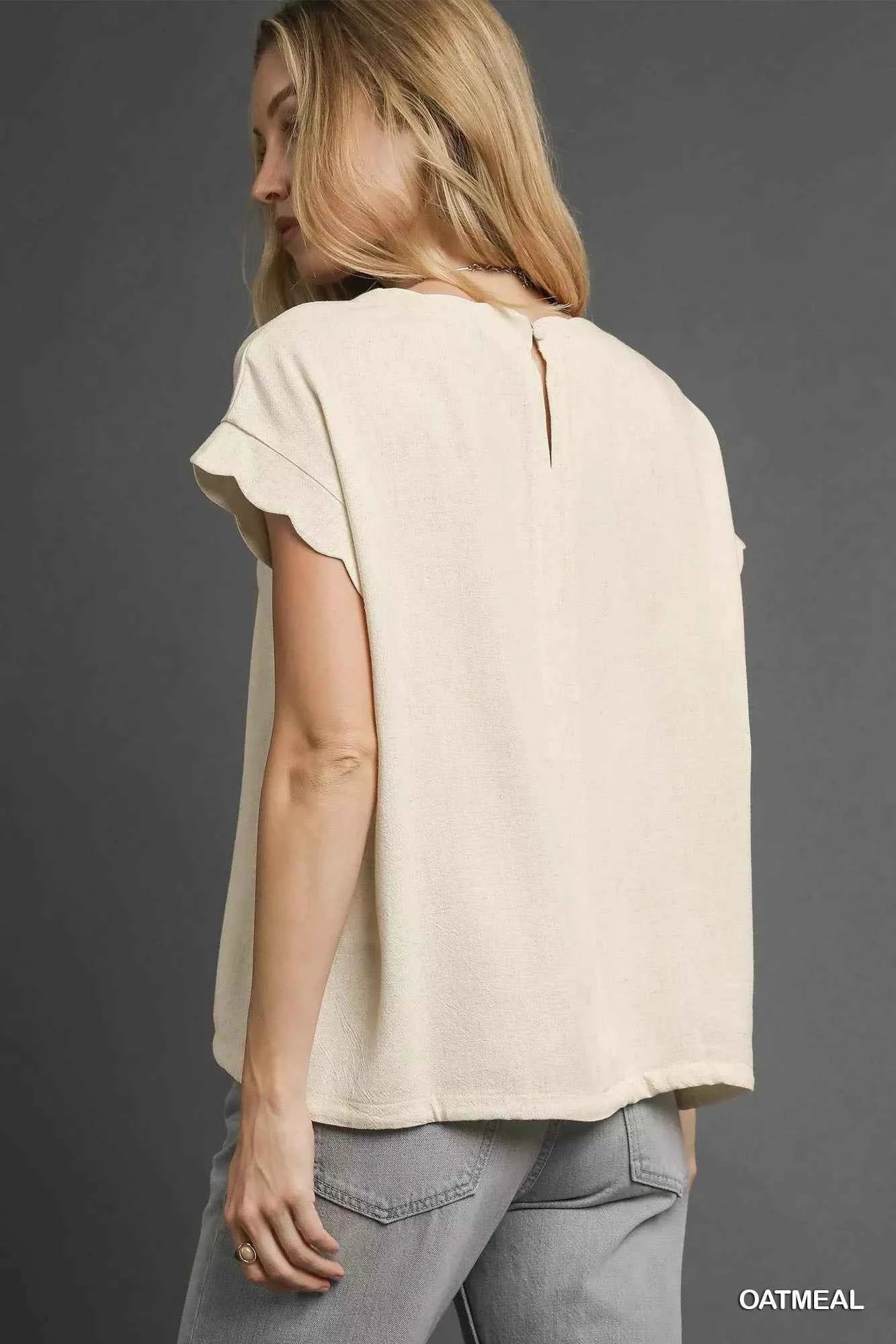 Umgee Linen Scalloped Round Neck Top fec1b6d7-c94a-4b05-8fc0-087888b0c7a4-Max-Origin