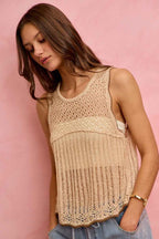 SO ME Crochet Lace Light Weight Sweater Vest fec8040a5c614eaab9634852cc8b9747-Max