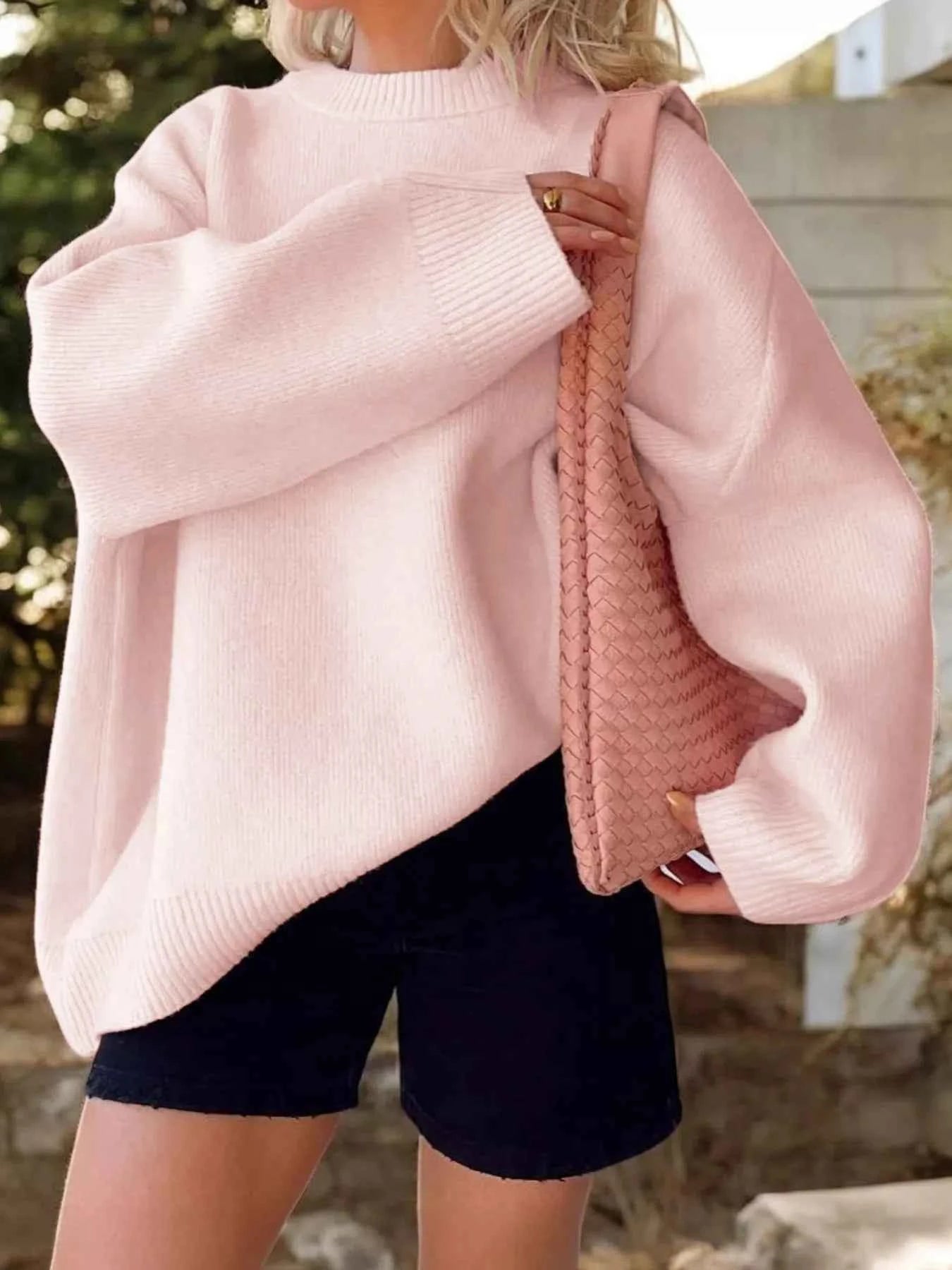 Ribbed Round Neck Dropped Shoulder Sweater fede0d73f63f45729376df96f14659a4-Max-Origin