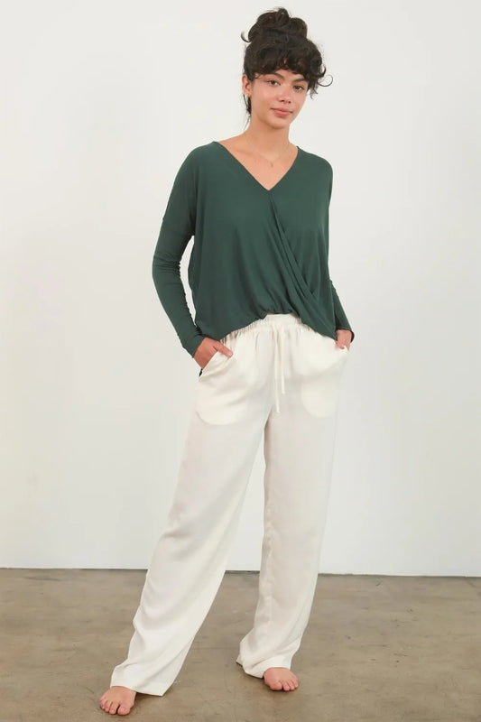 Draped Drop Shoulder Long Sleeve Top fee48df5-45f2-4302-b7d3-a70973171fb6-Max