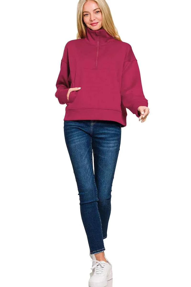 Zenana Scuba Half Zip Sweatshirt with Pockets feeaa49b-9682-4d80-a11b-0a3a11fca22f-Max-Origin