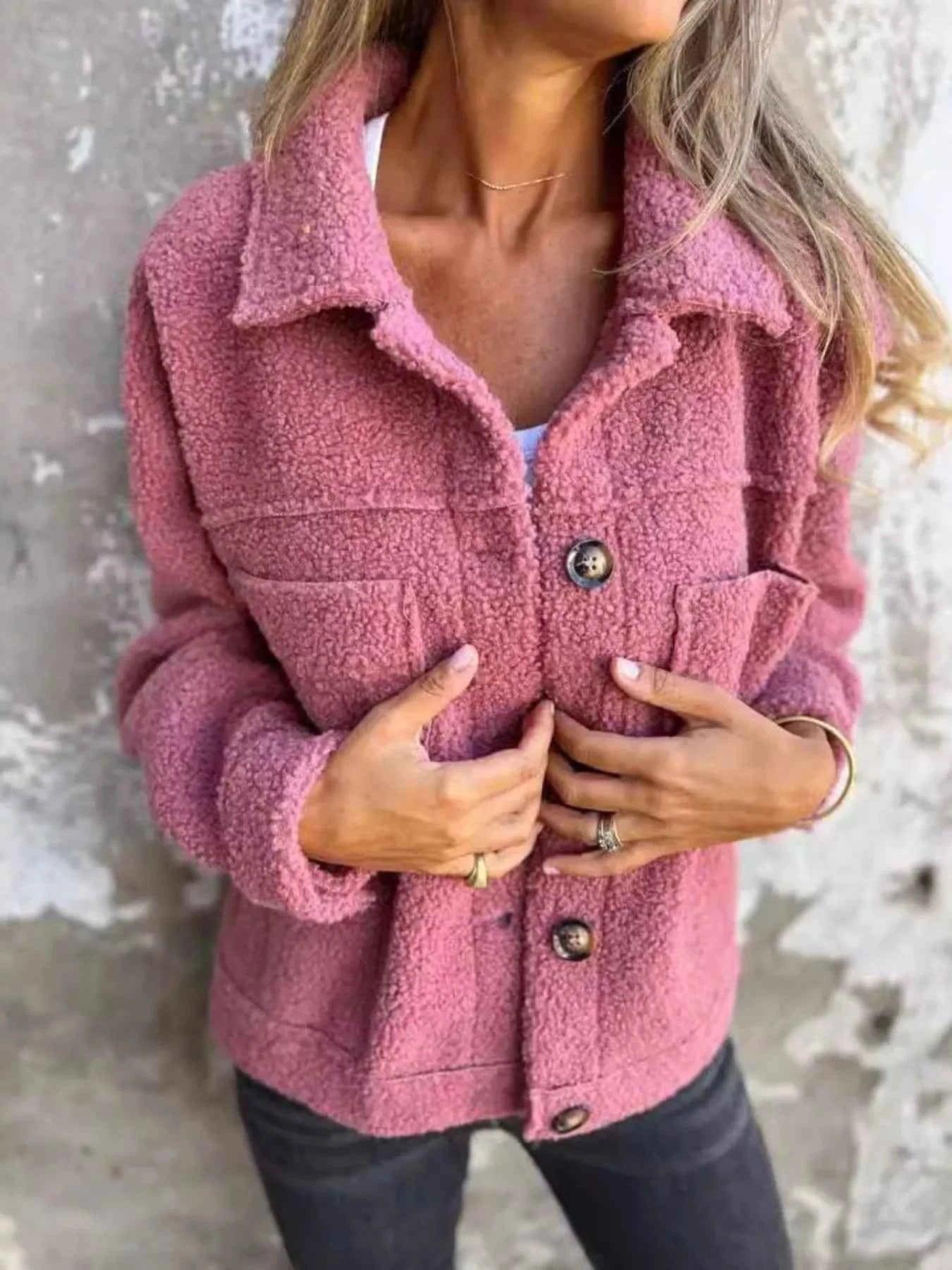 Full Size Single-Breasted Sherpa Shacket Plus Size Deep Pink feed3005-0689-4fd2-8e7c-e09c3c46cbf1-Max-Origin