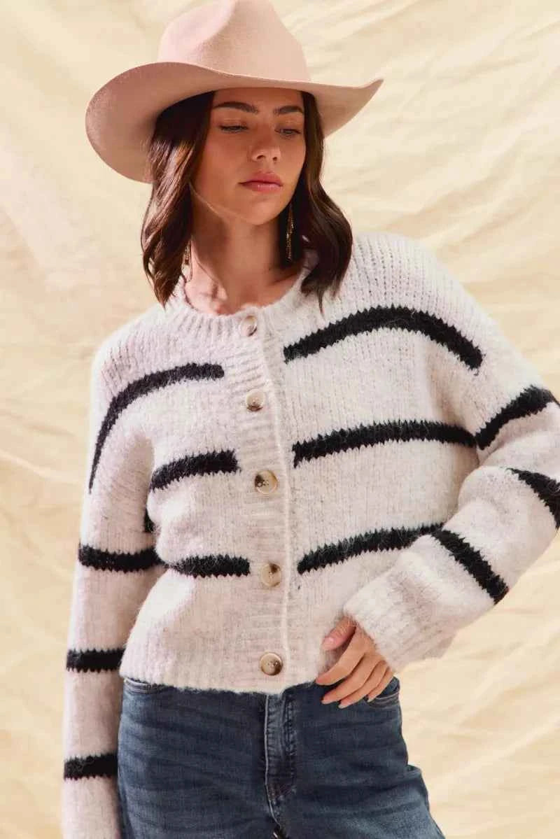 SO ME Stripe Soft Touch Button Cozy Sweater Cardigan fef142b7686b457d9077fb78986a86db-Max-Origin