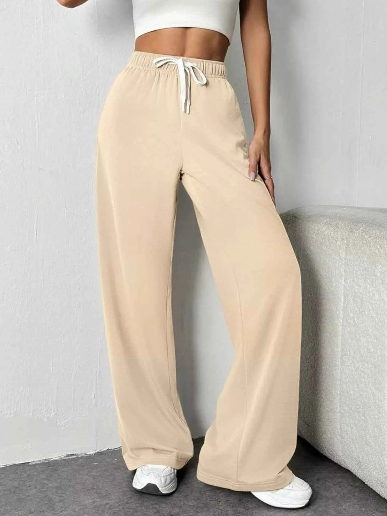 Drawstring Wide Leg Pants Beige fef34c77-4aaf-4614-9402-395a6e6f8a05-Max-Origin