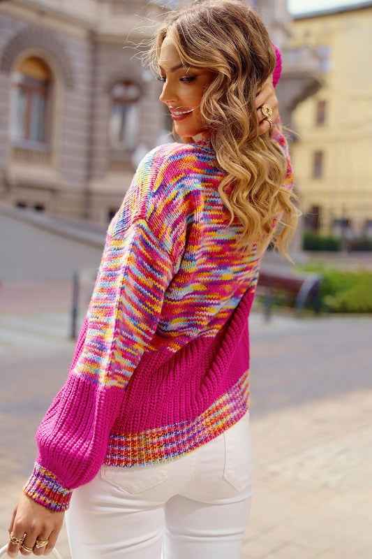 Rainbow Confetti Patchwork Drop Shoulder Sweater fefb9400-559d-4582-8bd2-2f9f785fdb60