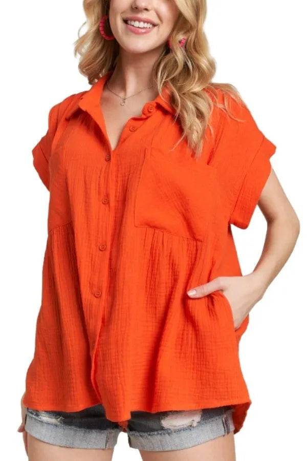 ADORA Button Down Solid Shirt W Pockets fefbd5e4149e4d01b2a95e92e84df721-Max-Origin