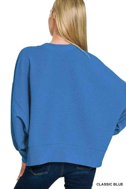 Zenana Ribbed Balloon Sleeve Sweatshirt fefcbe9c61db427c82b7f51cebc09cd7-Max-Origin