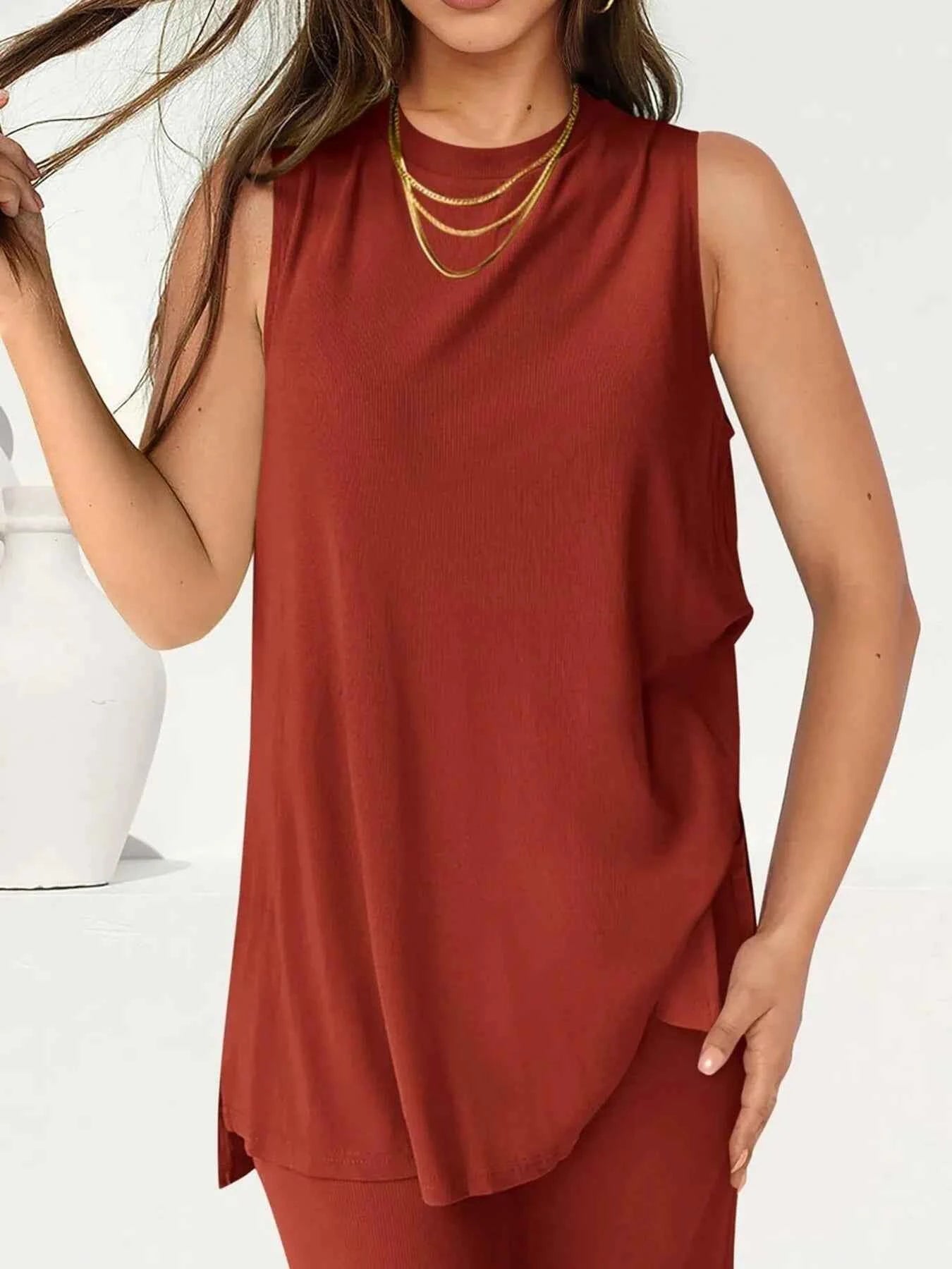Round Neck Tank and Pants Set Brick Red ff06df3dd88b4ad993a126216f823d83-Max-Origin