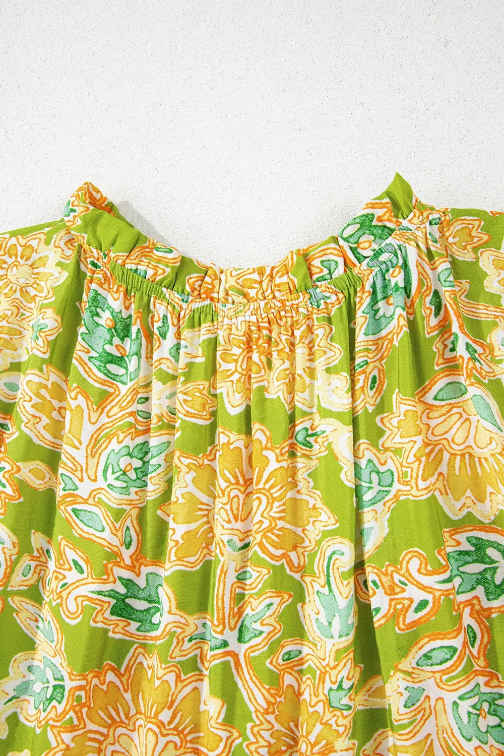 Multicolour Printed Contrast Bubble Sleeve Patchwork Blouse ff076d86-e9f8-4608-b236-167669e6c49c-Max-Origin