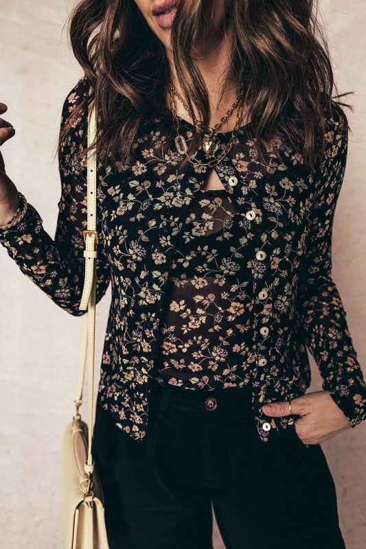 Floral Mesh Tank and Button-Front Cardigan Set ff13d5b7-0dc3-4969-b9e9-ebd5986932bc