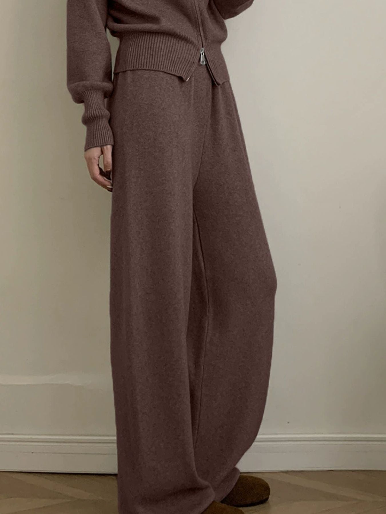 Zip Up Outerwear and Wide Leg Pants Set ff21f7c5-7a24-4404-a990-9e330239f790-Max