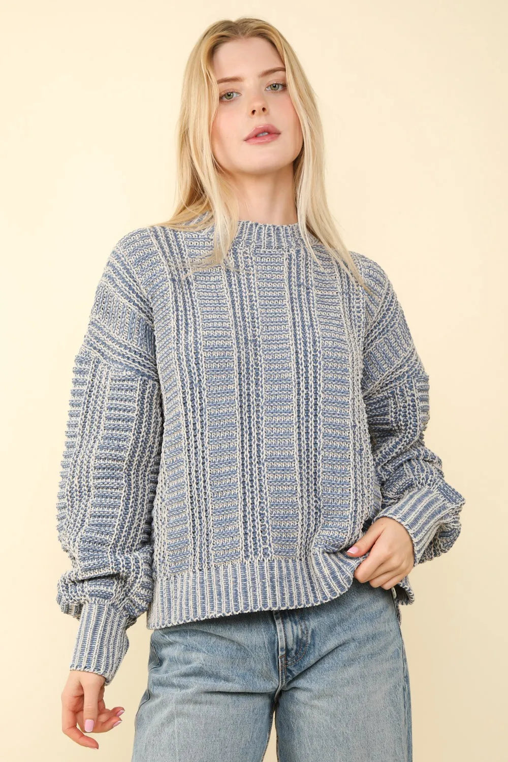 VERY J Two Tone Long Sleeve Sweater ff286bb7-1d56-48fe-a832-ddf0163ce3a3-Max