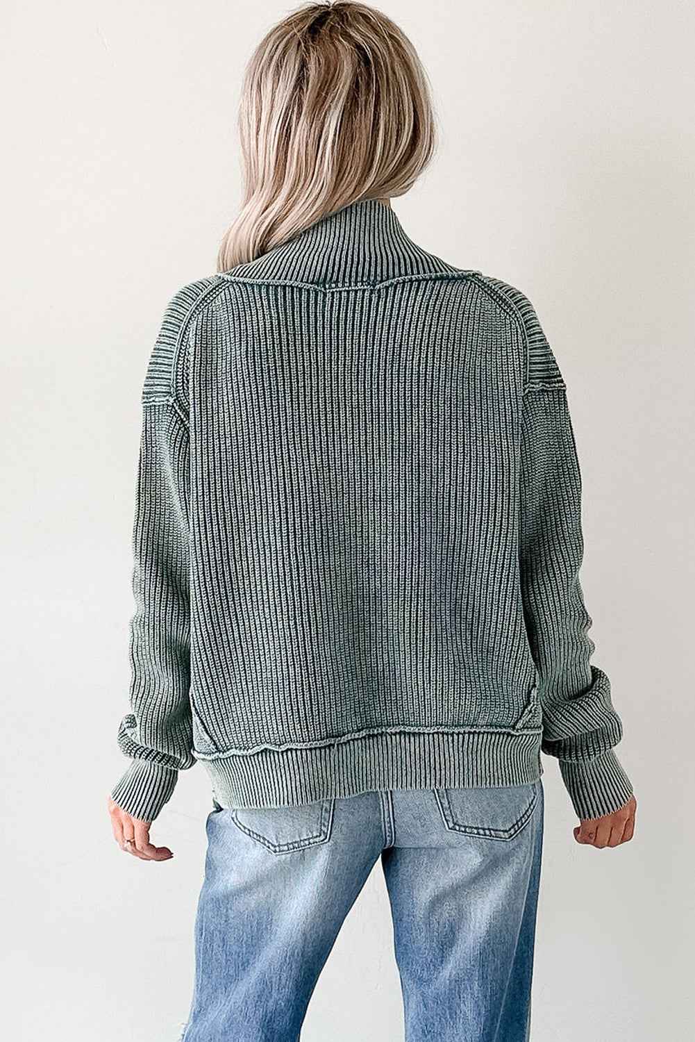 Chestnut Mineral Wash Exposed Seam Patchwork Knit Open Sweater Cardigan ff30517125cbddba