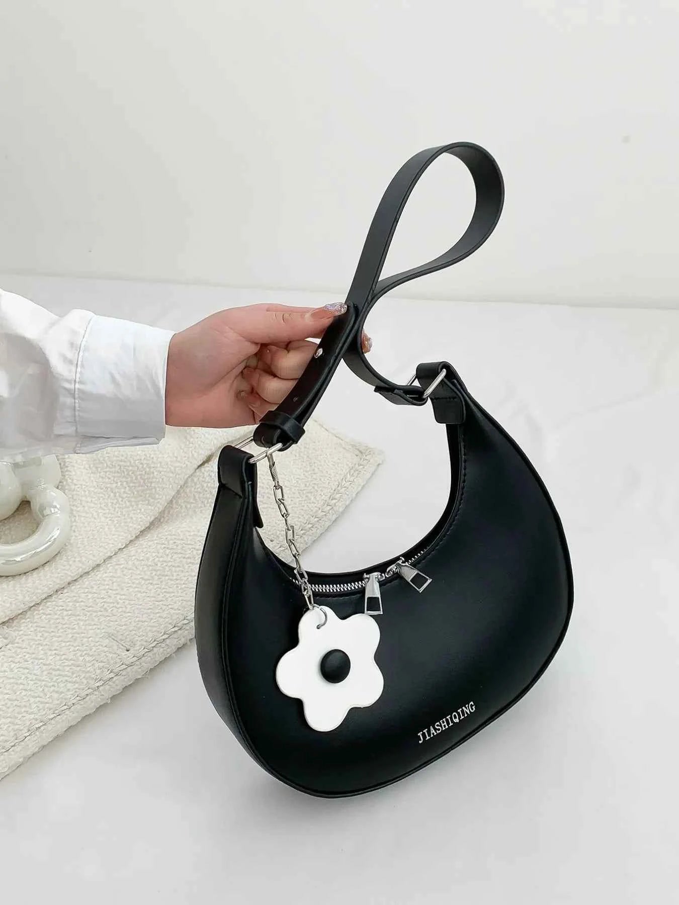 Crescent Shoulder Bag with Flower Charm ff3a63ed-a4c5-4aeb-8d36-2d33c27bc98e-Max-Origin