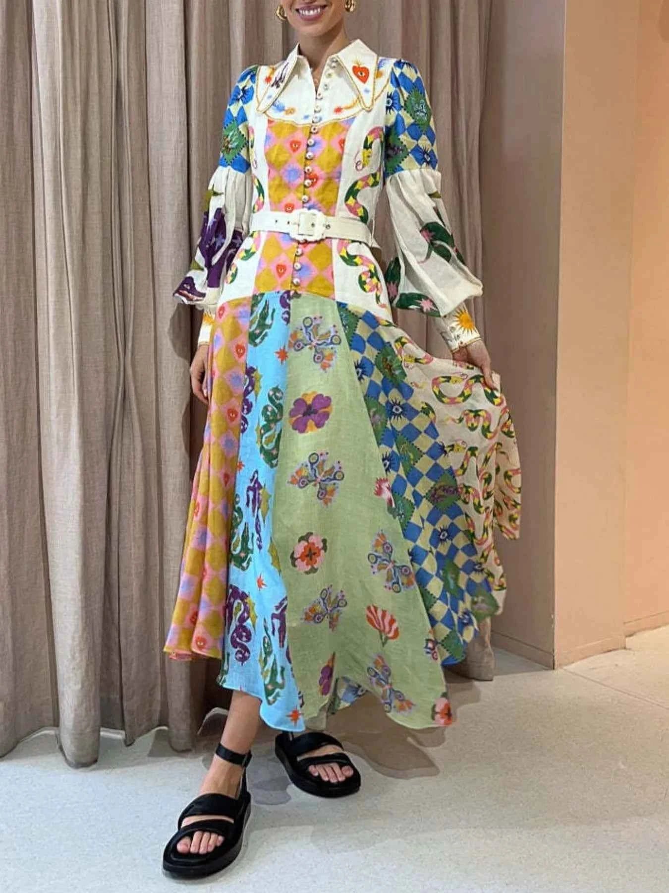 Printed Lantern Sleeve Midi Shirt Dress ff3addf8-9e6e-4ac9-85eb-3696ac031927-Max-Origin