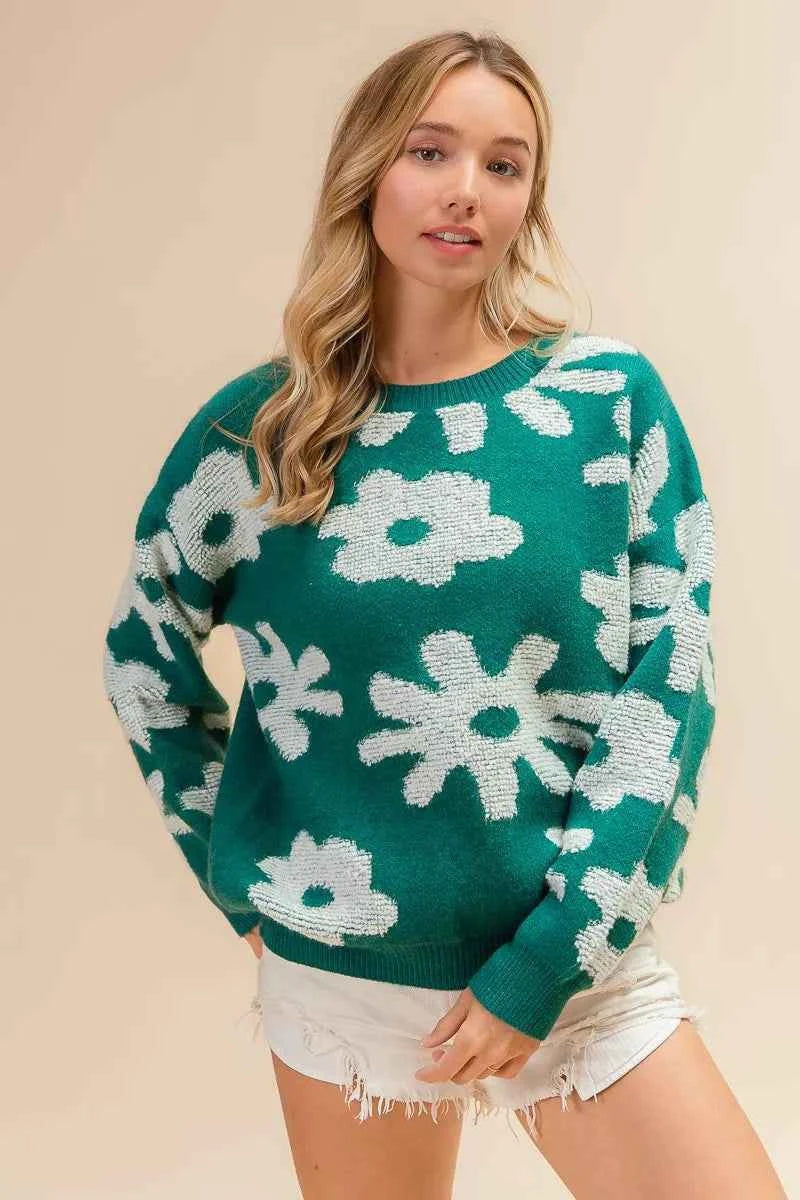 BiBi Flower Pattern Long Sleeves Sweater Top ff46a1ae-96e3-4e7d-94b0-89b8a2f24291-Max-Origin