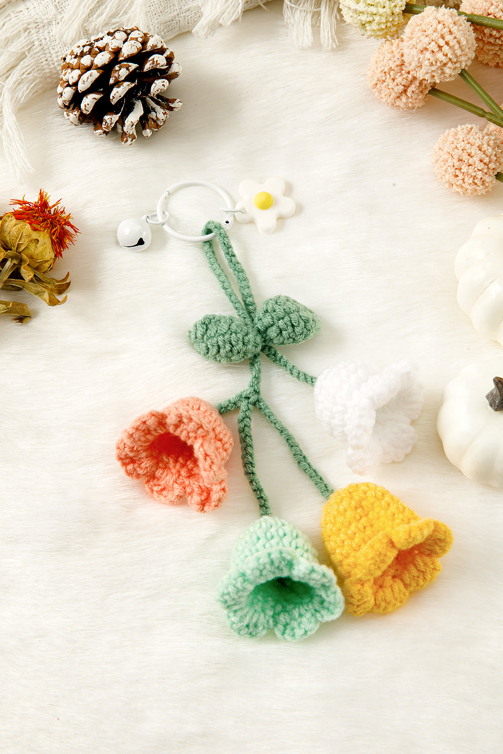 Meadow Mist Green Cute Crochet Flower Keychain ff46baaf19fb1bb9