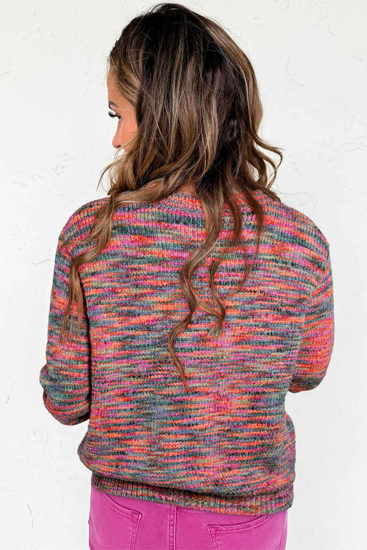 Purple Space Dye Yarn Crew Neck Sweater ff4b49f34907ae46