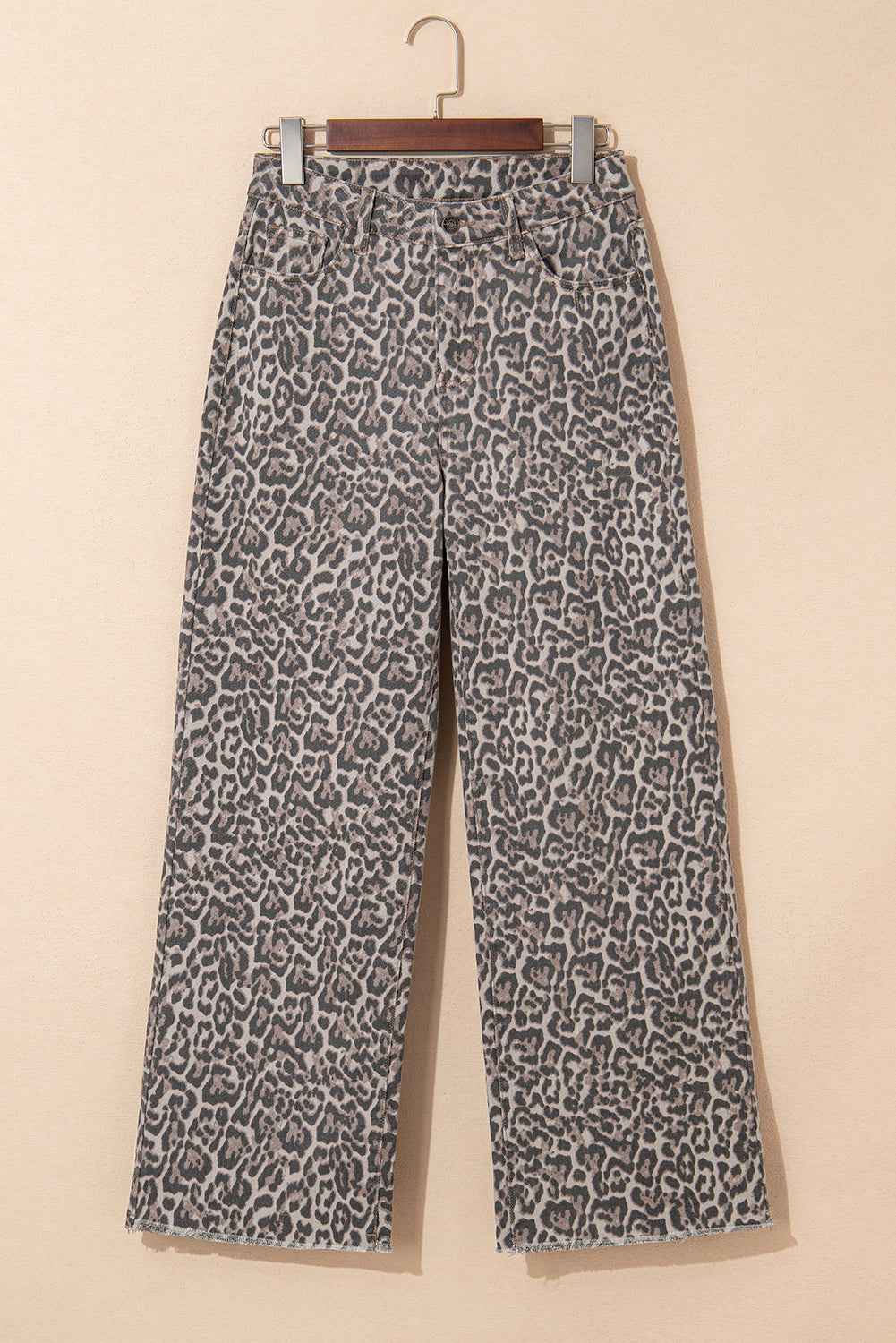 Brown Leopard High Waist Frayed Hem Jeans ff5aca8c5c6385ef