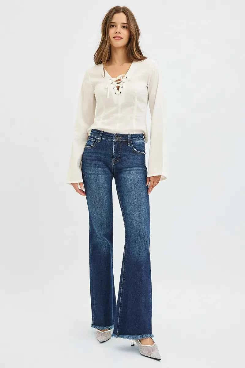 RISEN Full Size Tummy Control Mid Rise Flare Jeans Plus Size ff5c2256a1c0403785e0f606274bab7a-Max-Origin