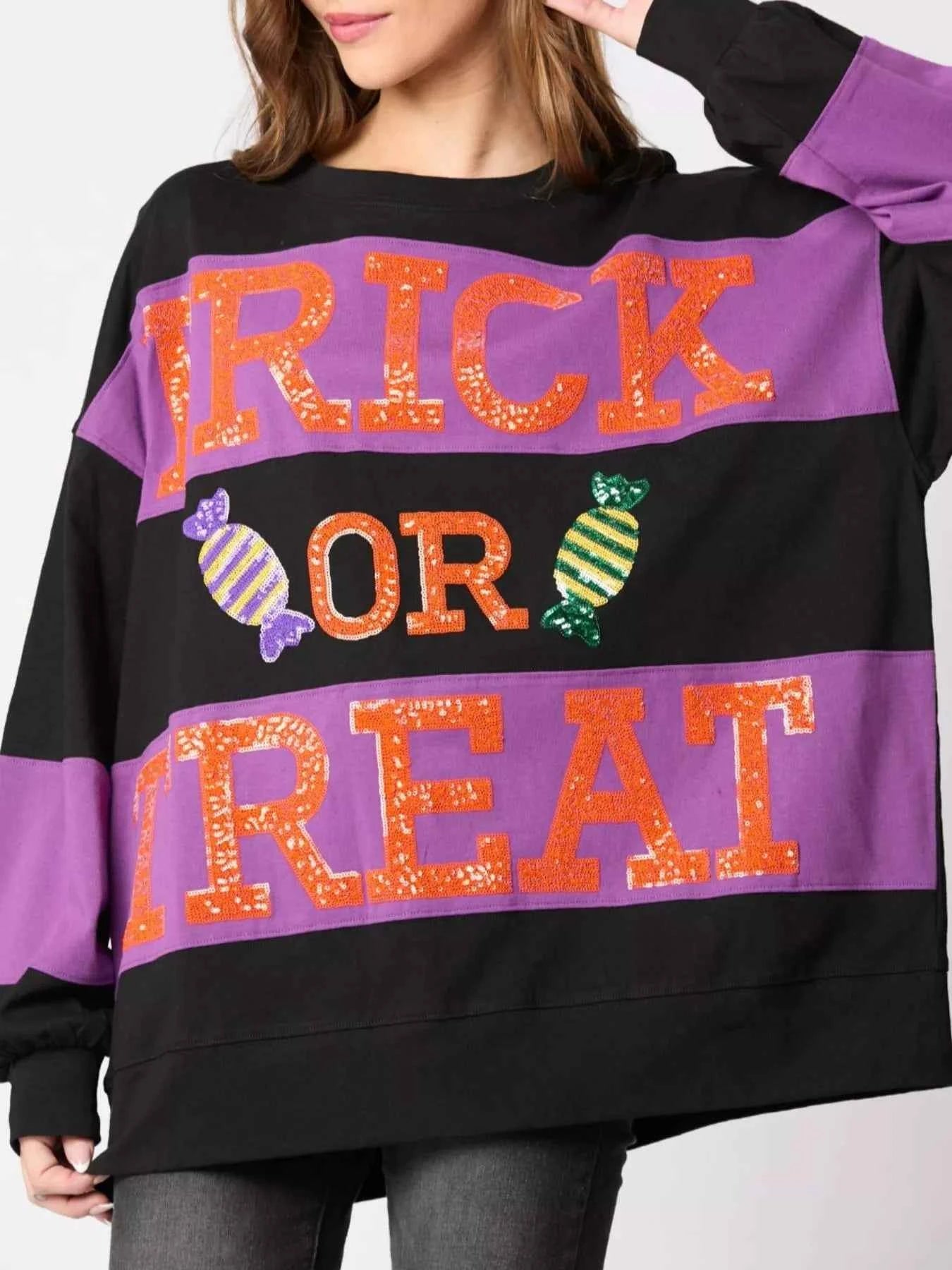 Halloween Trick Or Treat Sequin Sweatshirt ff7390fc-9c73-4b7c-9874-cc30b23a859e-Max-Origin