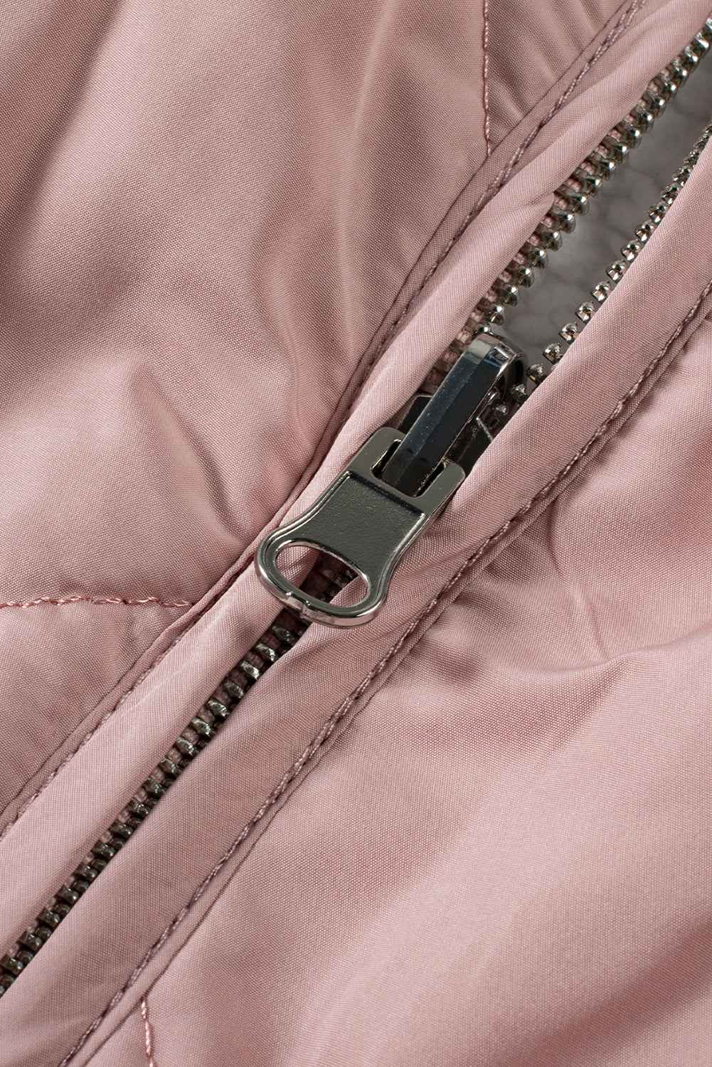 Pink Zip Up Fleece Lined Quilted Vest Coat ff7404db61346bcc