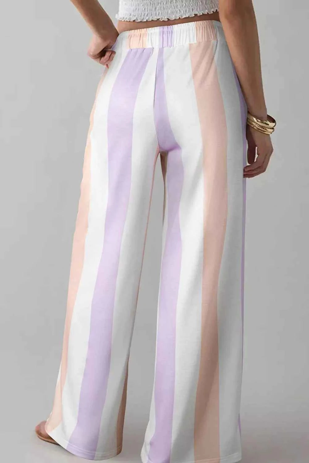 Stripe Multicolored Print Drawstring Loose Pants with Side Pockets ff78b238-3a3f-4120-90e4-4bdf3af2059f-Max-Origin