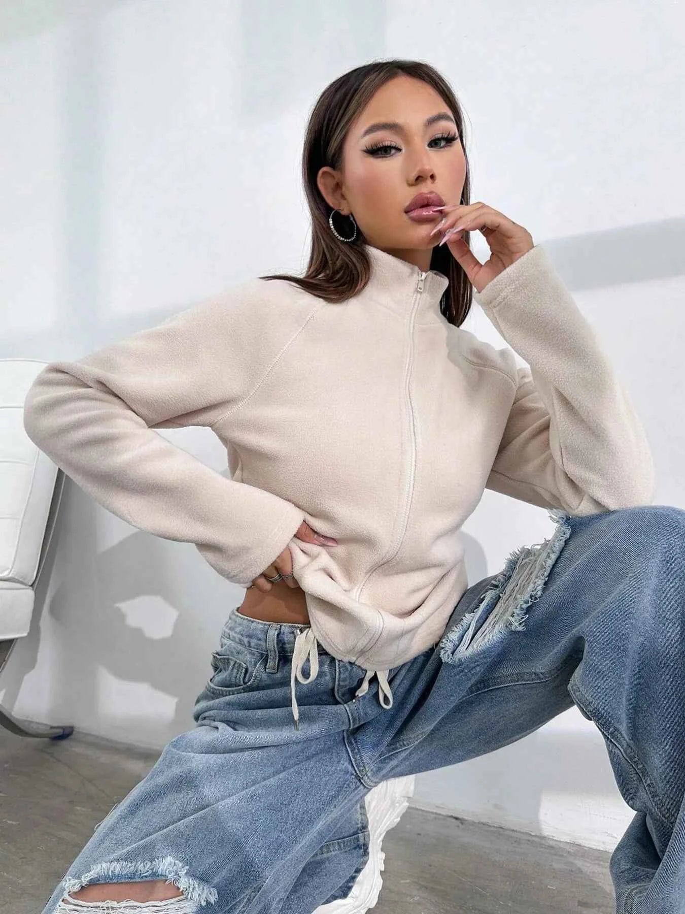 Zip Up Long Sleeve Jacket Tan ff7952f010ea468cb21a1e35cc945a67-Max-Origin