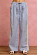 SO ME Wide Check Pants With Side Lace Trim And Piping BLUE ff796845d8d4451cb5415e5a03b2b4ac-Max-Origin