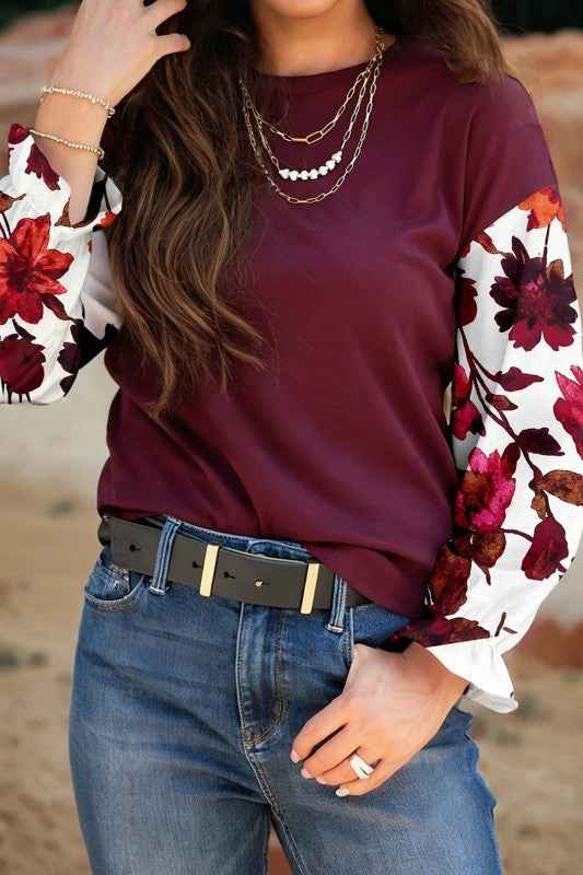 Floral Patchwork Long Sleeve Top ff81bbf0-3f5a-4699-9e86-cd288163e0bb