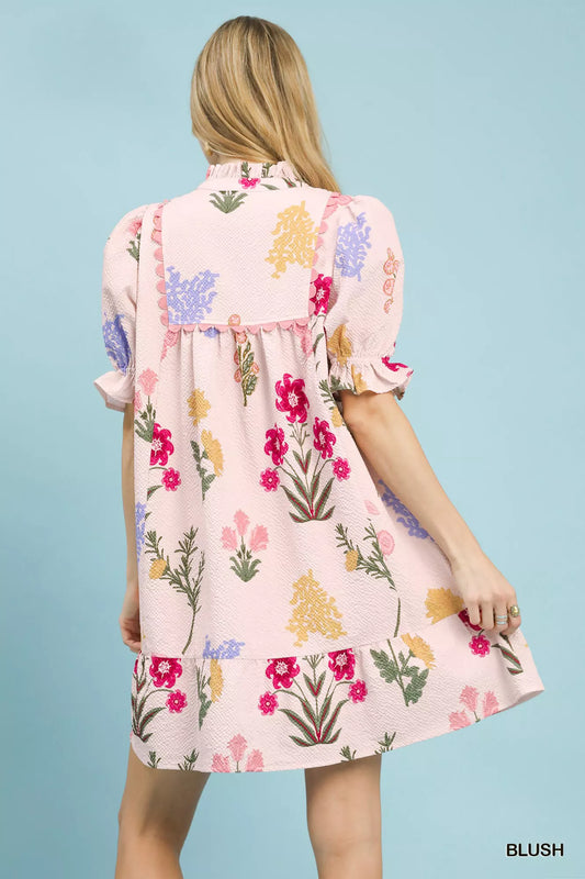 Multi Flower Print V-Neck Dress ff85882b-58ef-4411-b532-1b9debdb6234-Max-Origin