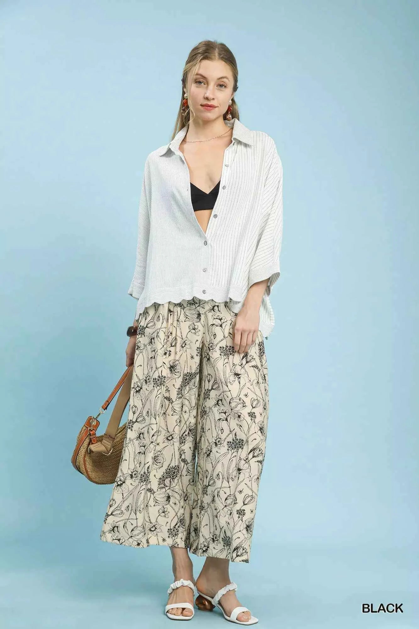 Umgee Two Tone Floral Print Pants ff8bf420-d360-4f90-961d-463af52daa33-Max-Origin
