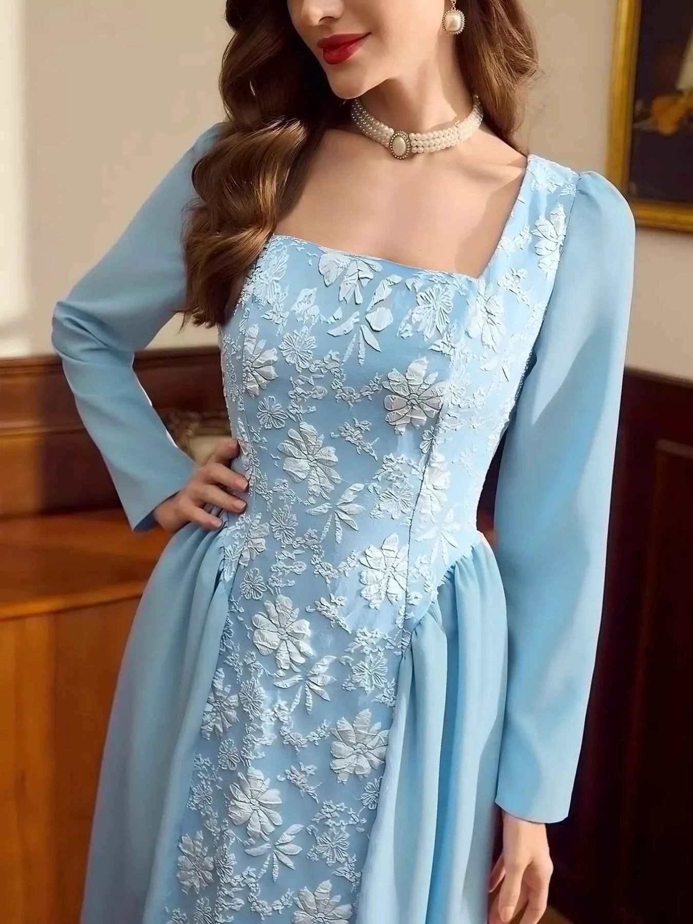 Floral Embroidered Long Sleeve A-Line Dress ff995aa0-15d8-4d12-86d3-2c06014af9bd-Max-Origin