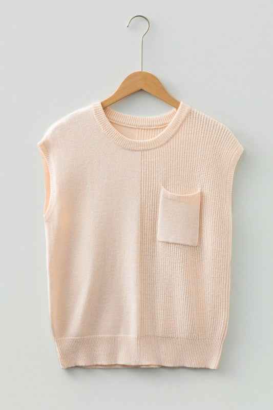Solid Knit Patch Pocket Crewneck Sweater Jet Stream ff9e5984-aad7-4cfc-b33a-decb2c009a7e