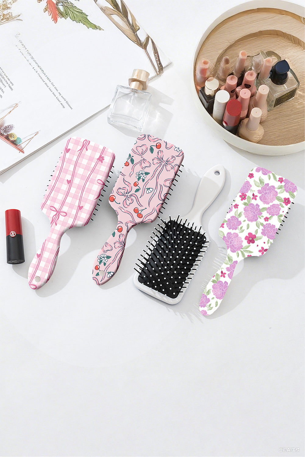 White Floral Print Air Cushion Comb ffa8a795e58f49e2
