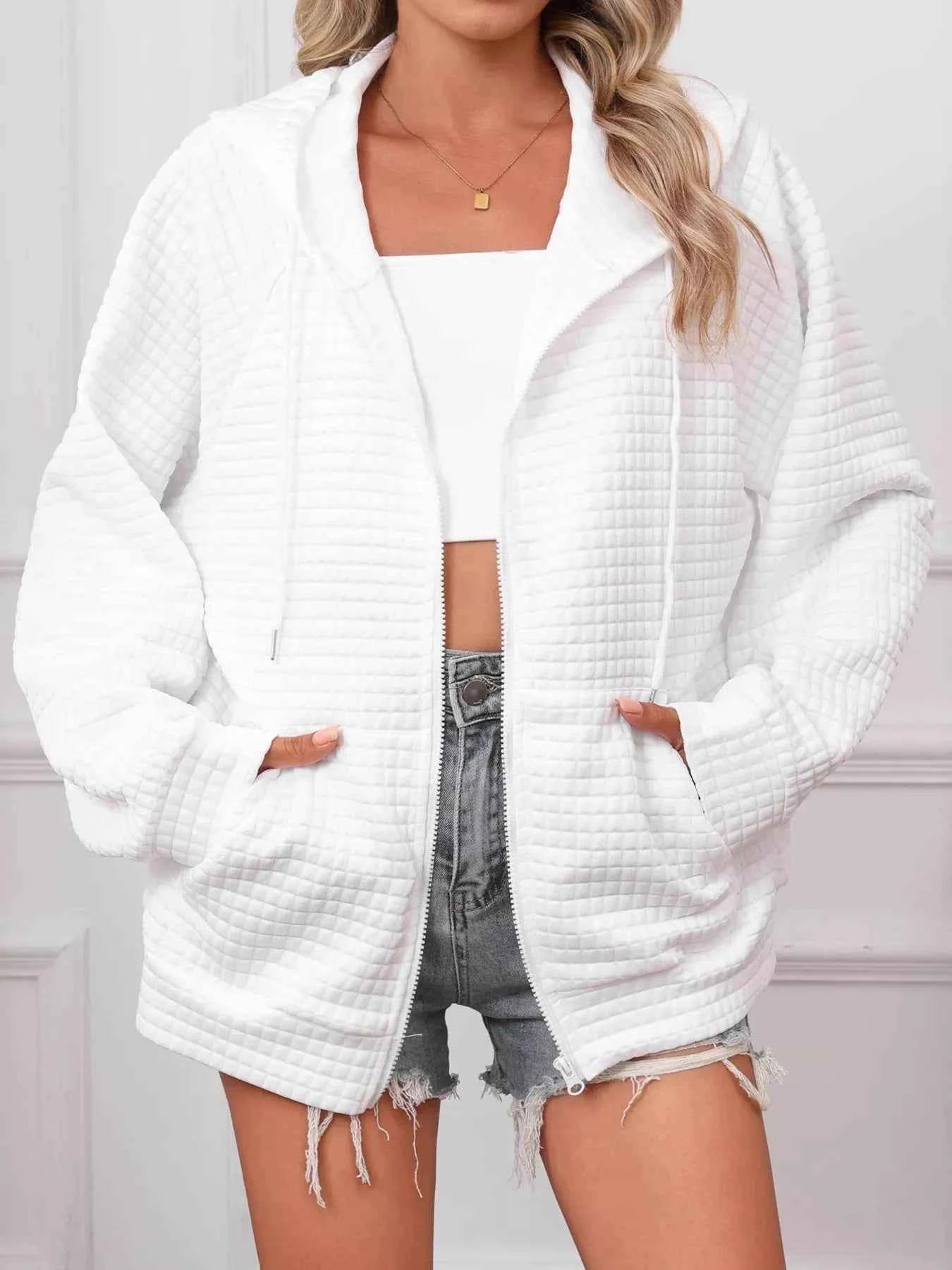 Full Size Textured Quilted Zip-Up Hooded Jacket Plus Size White ffb67adf40ec42569a10be0644f4fd11-Max-Origin