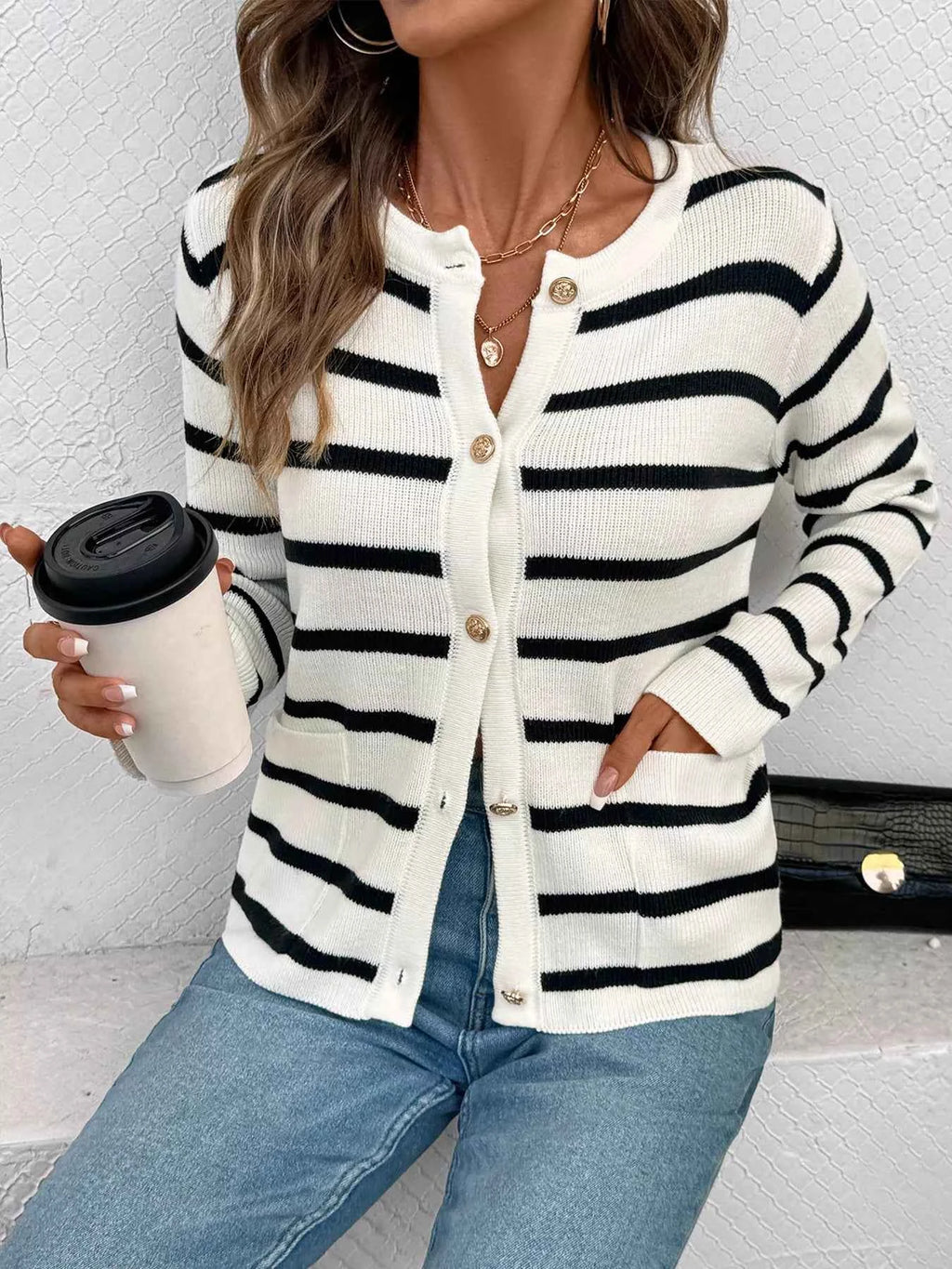 Striped Button-Front Cardigan ffbad36506dc4dc9b229634dfb91e909-Max-Origin