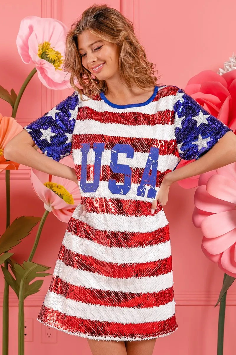 BiBi American Flag Theme Usa Print Sequin Dress ffbf2bc9073b4e888bbd6bf9be6c001c-Max-Origin