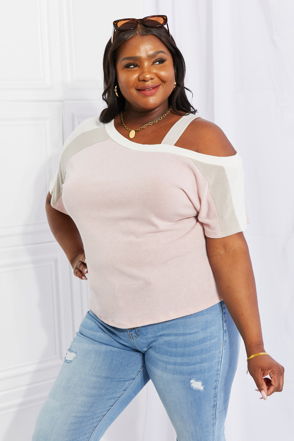 Andree by Unit Full Size Something Simple Cold Shoulder Tee ffd35da45f914daeb0198d2e914fd5ad-Max