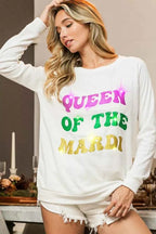 BiBi Queen Of Mardi Glitter Print Mardi Gras Sweatshirt ffddabb0-9510-4f86-a4d0-57a900babee7-Max-Origin