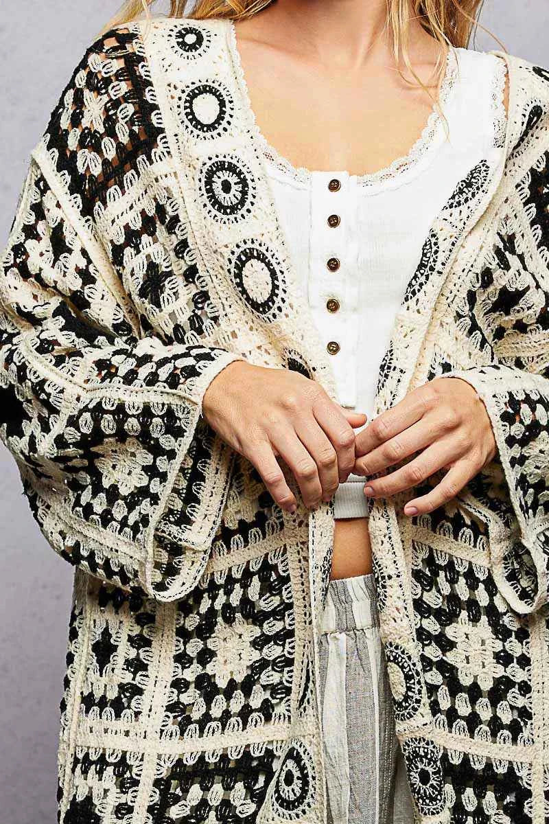 POL Open Front Crochet Cardigan with Granny Square Pattern ffe39418-88b4-42aa-a668-451e85cce058-Max-Origin