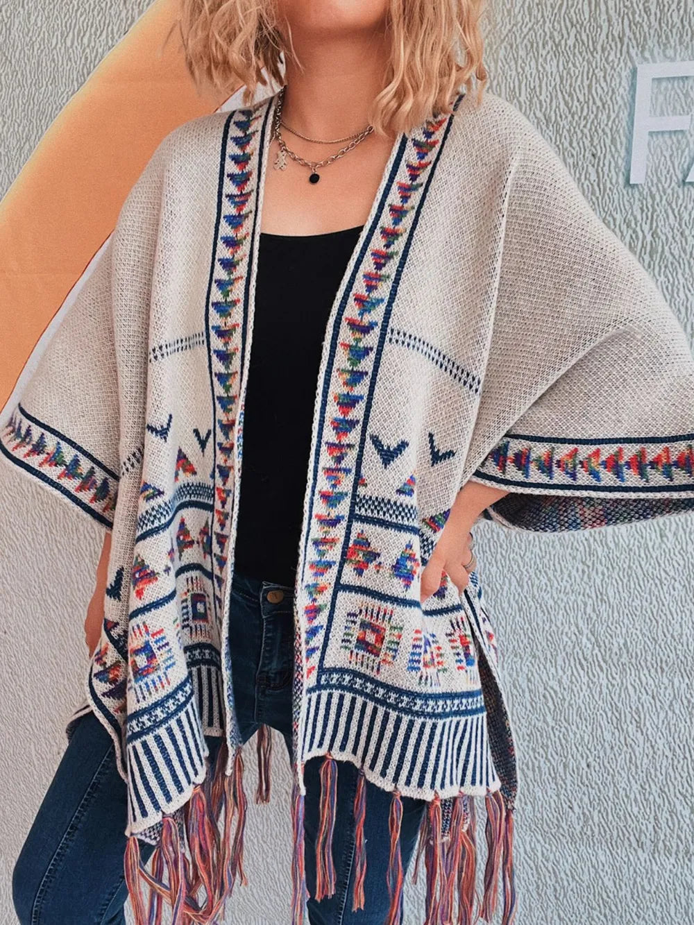 Fringe Open Front Cardigan Apricot One Size ffe6363f-3849-45e2-a2ab-84072a5ee975-Max