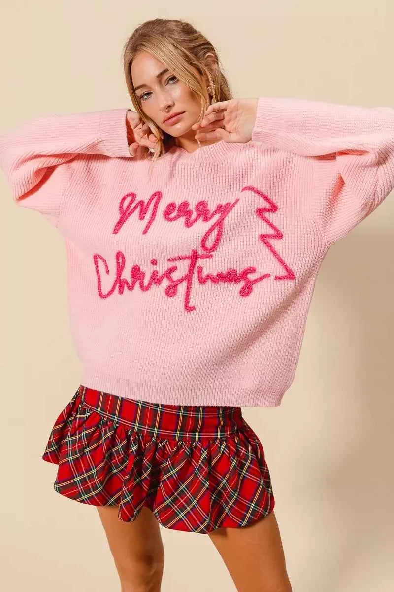SO ME Merry Christmas Tinsel Lettering Sweater ffe893b03a784d8089b90ec62d67bdeb-Max-Origin