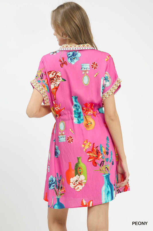 Floral Print Mini Dress with Belt ffe9baec-779c-4847-b8f5-fd5dfa3ffa28-Max