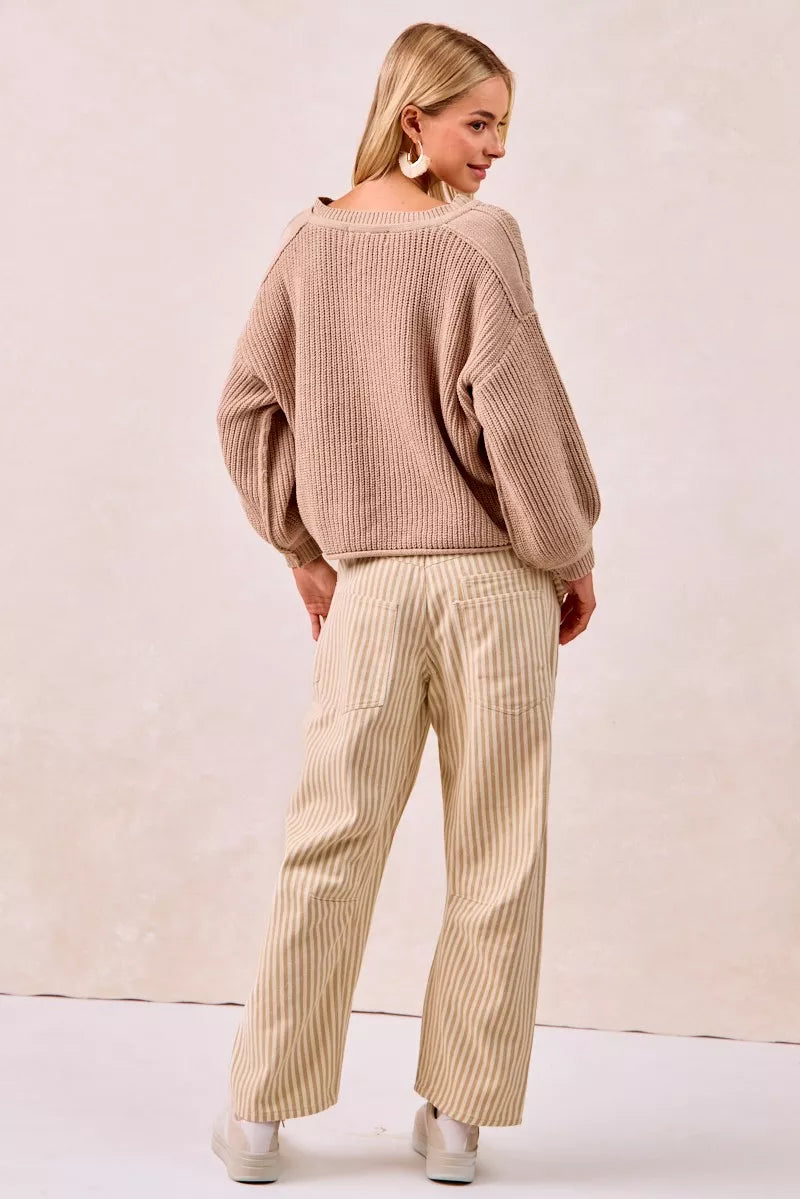 BiBi Drawstring Striped Twill Barrel Pants fff7cfb1b48d4053b9e5d709b7417624-Max-Origin